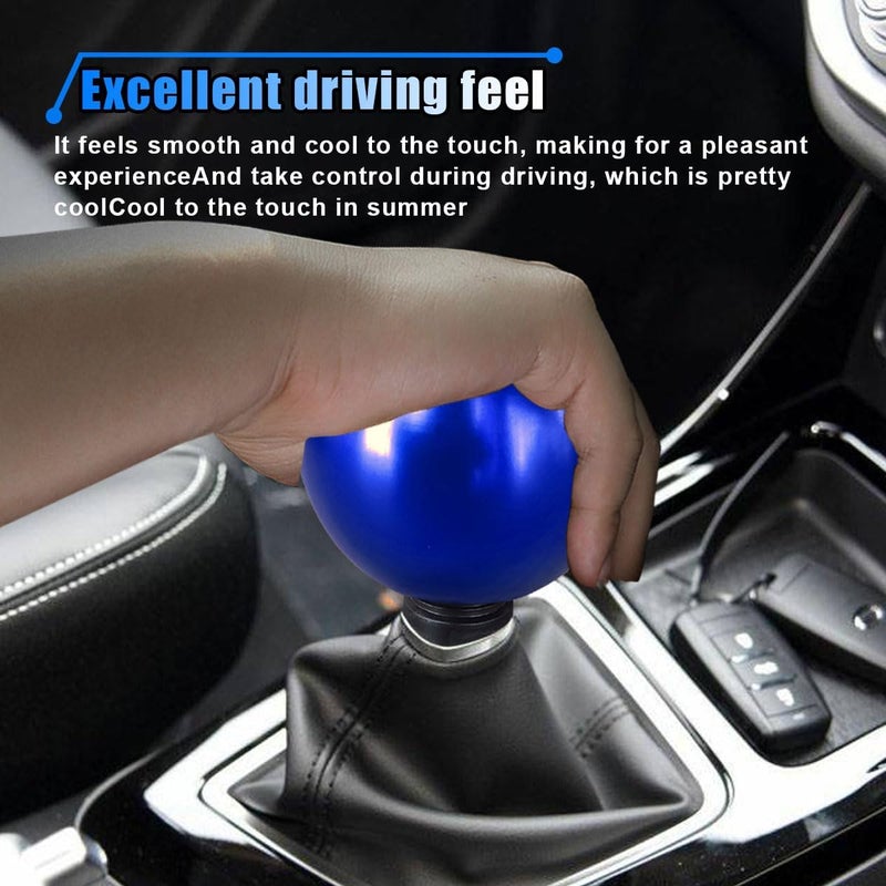 BDZMC Car Round Ball Gear Shift Knob, Aluminum Alloy Gear Shift Stick Head for Most Manual Vehicles with 3 Adapters M8, M10, M12 (Blue) - Image 5